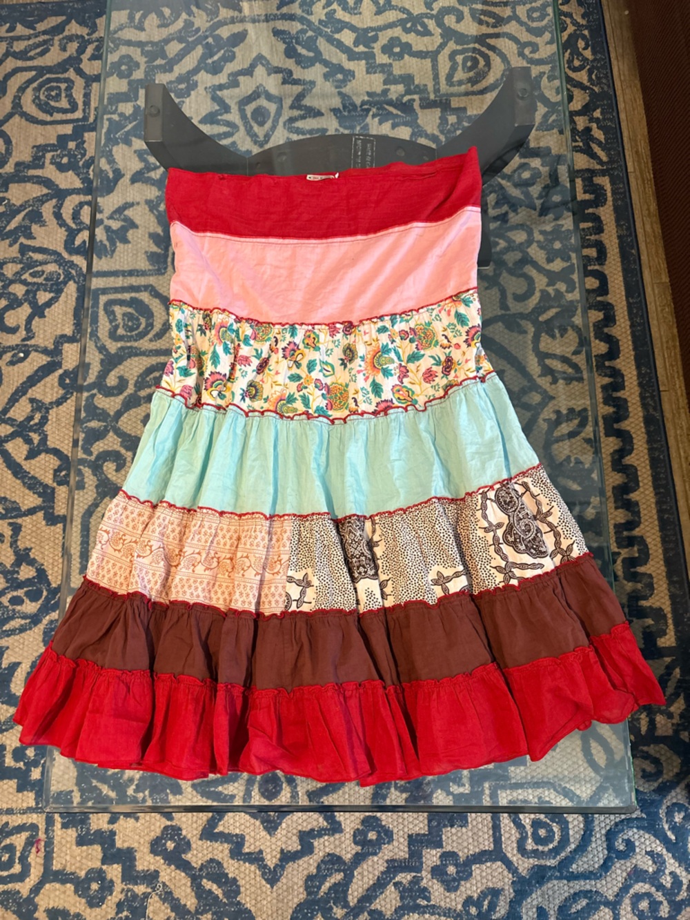 Vintage doc dog boho hippy Patchwork Maxi Skirt